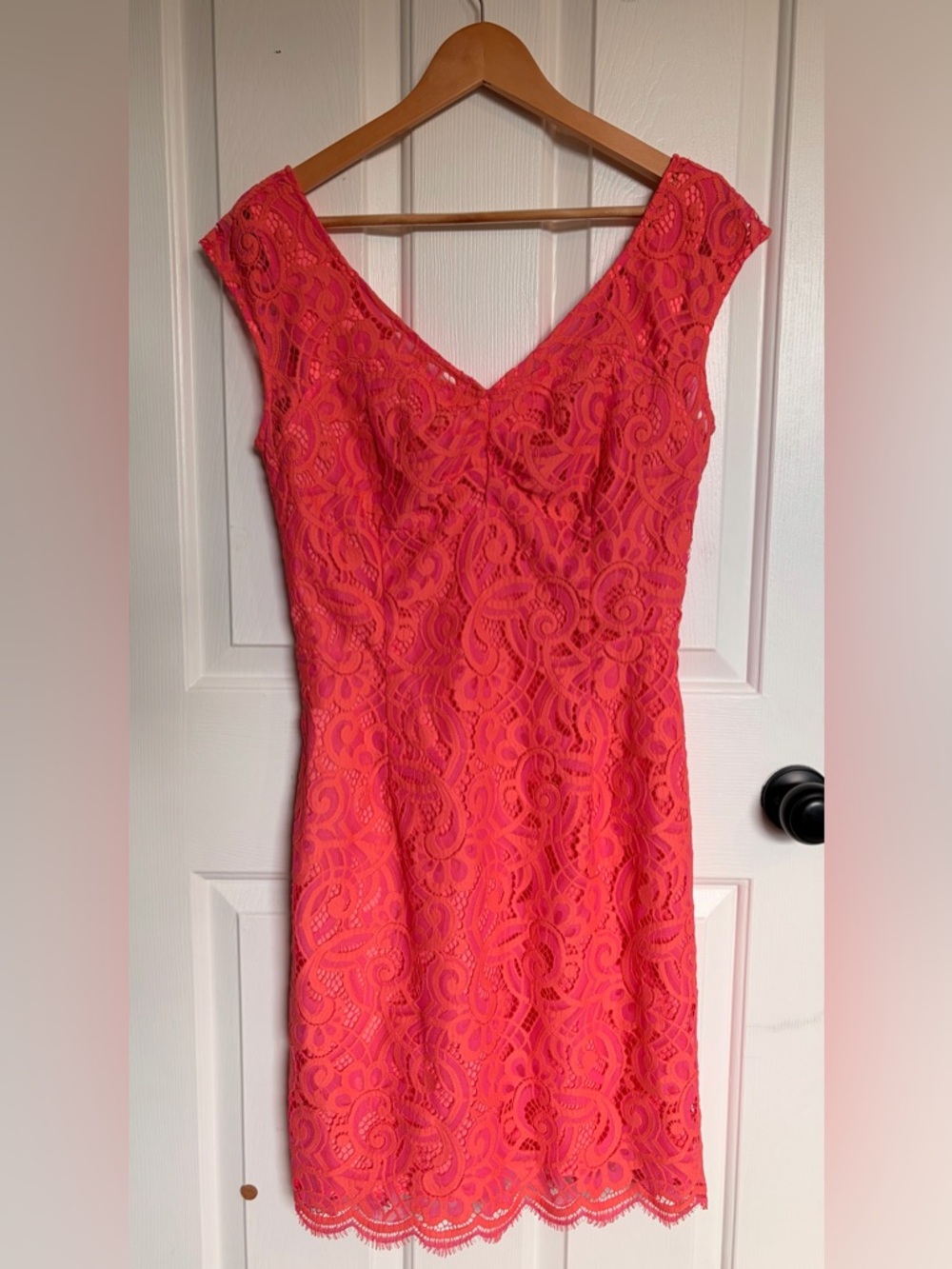 Lilly Pulitzer Coral and Pink Lace V-Neck Dress